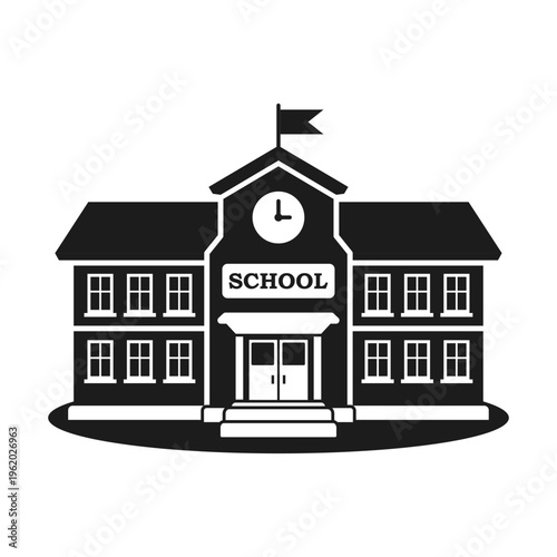 School building icon in flat style. Education house vector illustration on isolated background. College and institute sign business concept.