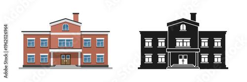 School building icon in flat style. Education house vector illustration on isolated background. College and institute sign business concept.
