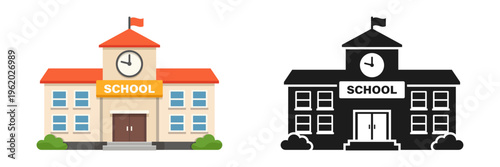 School building icon in flat style. Education house vector illustration on isolated background. College and institute sign business concept.