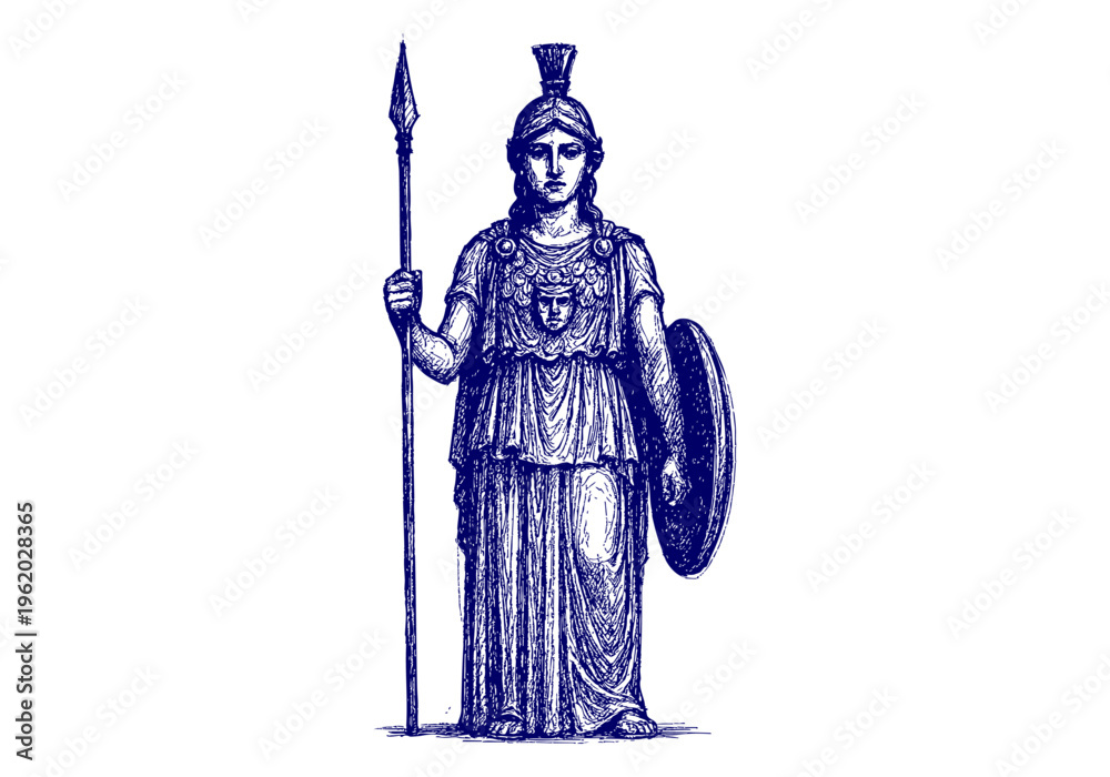 Fototapeta premium Athena hand drawn simple sketch vector illustration