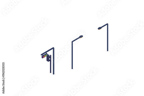 Isometric Streetlights Lamp Posts