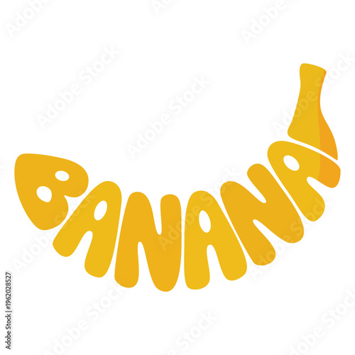 Banana Word Typography Vector – Creative Yellow Fruit Lettering Design