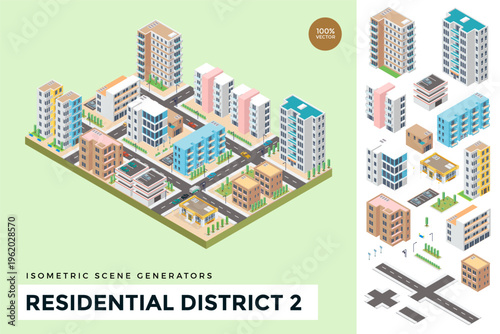 Canvas Print Isometric City District Map Concept