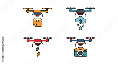 Drone Drop Line art vector clean shapes illustration