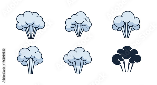 Cloud Vapor Burst Line art minimal colorful abstract vector