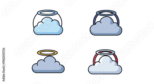 Cloud Vapor Halo Line art abstract colorful shapes illustration