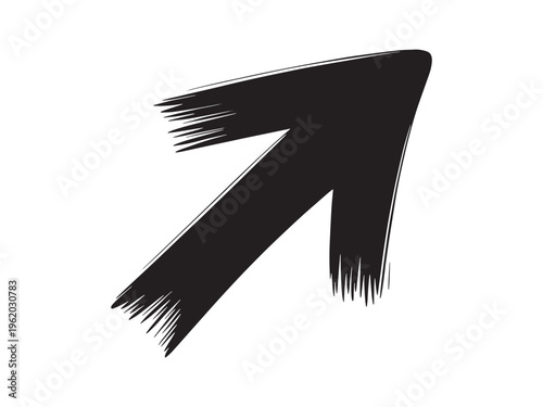 Black silhouette of a brush stroke arrow pointing up and to the right on a white background