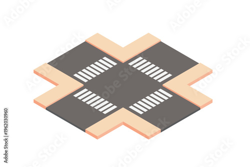 Isometric Road Crosswalk Intersection Segment
