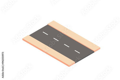 Isometric Straight Asphalt Road Segment
