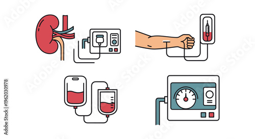 Dialysis Line art vector set creative pattern abstract