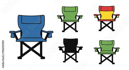 Camping chair Line art vector abstract color shapes