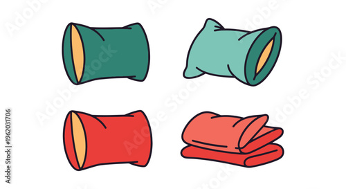 Camping pillow Line art vector abstract simple pattern illustration