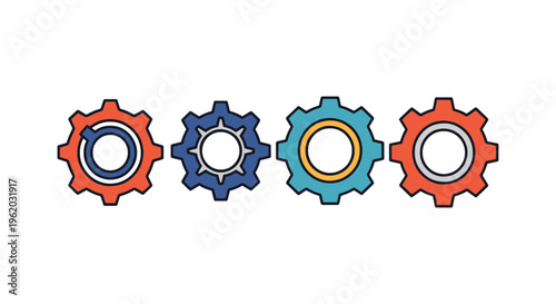 Gear mat Line art vector set simple abstract design illustration