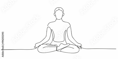 Minimalist line drawing of a woman meditating in a lotus position