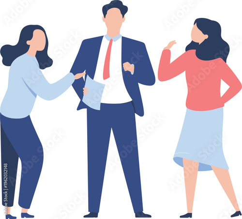 Business conflict concept vector illustration, angry colleagues arguing with manager office workplace problem situation