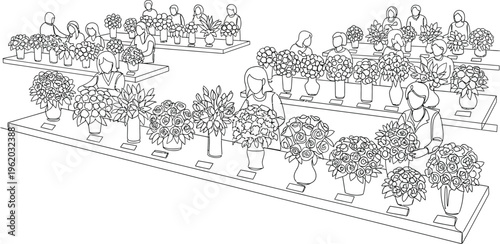 tree plantation on grid background