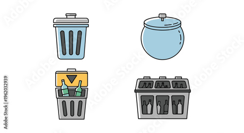 Glass recycling bin Line art creative simple abstract vector