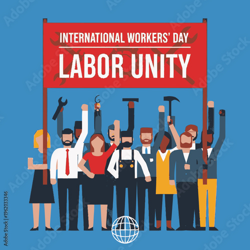 International Workers Day Labor Unity Diverse Group Celebration.