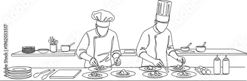 chefs preparing food in kitchen