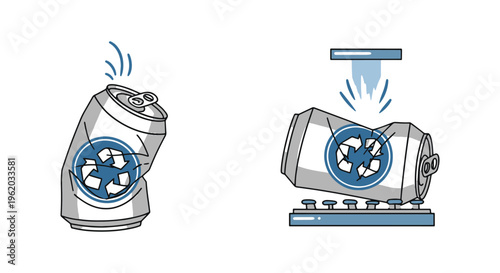 Aluminum can recycle Line art modern abstract colorful shapes vector