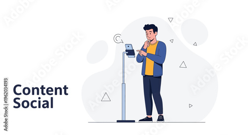 Young Man Recording Video on Smartphone for Social Media Content