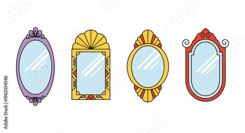 Decorative Mirror Line art clean abstract vector