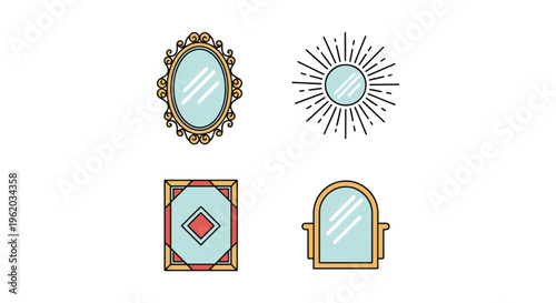 Decorative Mirror Line art modern abstract vector