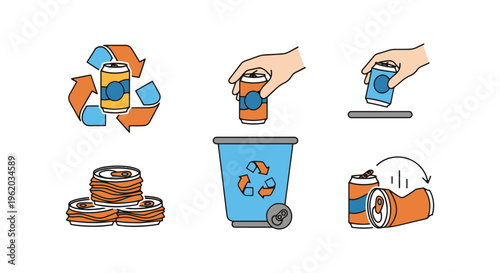 Aluminum can recycle Line art simple abstract graphic vector