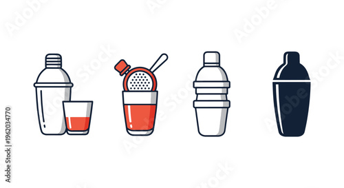 Cocktail Shaker Line art minimal abstract colorful shapes