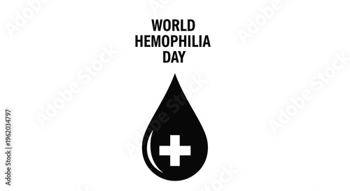 Simple black and white vector graphic illustration design celebrating world hemophilia day awareness