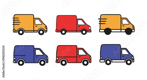 Delivery Van Line art vector modern simple shapes illustration