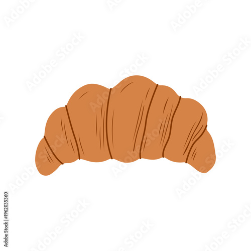 Minimalist vector illustration of a freshly baked, flaky french croissant. Hand drawn icon with clean brown outlines for bakery menu, cafe branding and breakfast food concepts. Isolated on white.