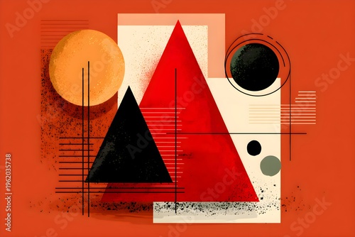 Abstract Geometric Shapes on Orange Background