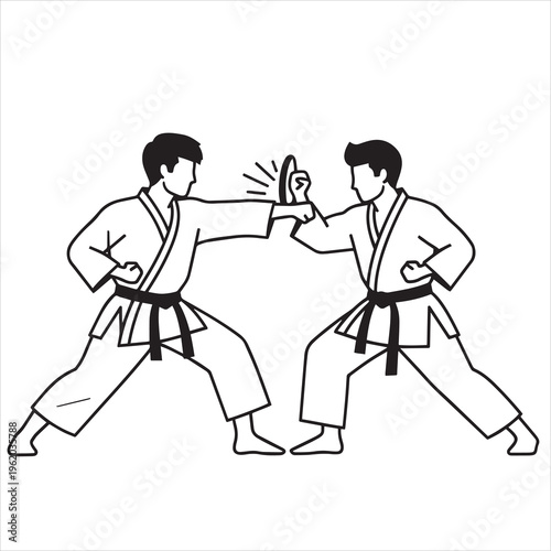 Martial arts, karate, taekwondo, fighting, combat sports, vector illustration