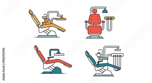 Dental Chair Line art vector creative abstract colorful pattern