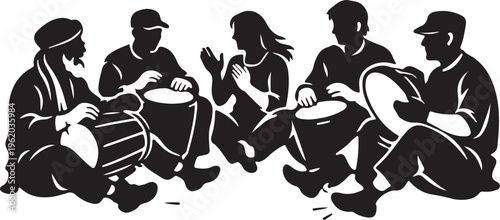  silhouette of drum beat circle foot stomp 