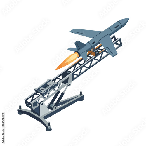 vector isometric of an unmanned aircraft being launched 004