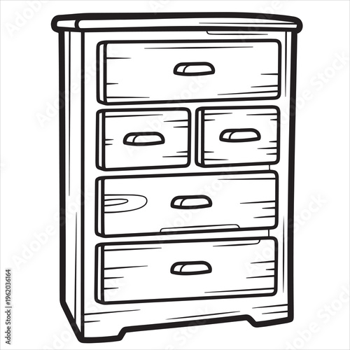 Wooden dresser, furniture, chest of drawers, home decor, illustration