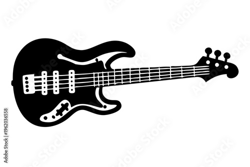 bass guitar silhouette illustration for music string instrument and rhythm performance design