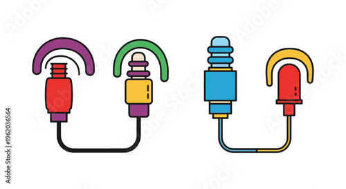 Ear plugs Line art vector set abstract colorful shapes