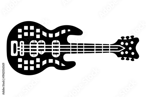 twelve string guitar silhouette illustration for music string instrument and acoustic performance design