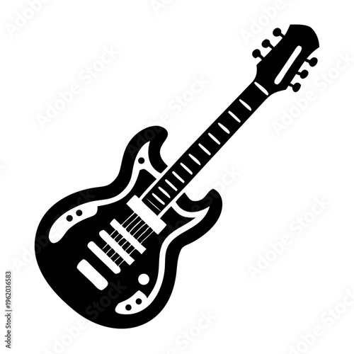 baritone guitar silhouette icon illustration for music string instrument and performance design
