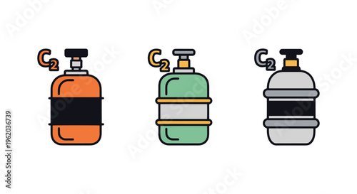 Carbon Dioxide Cylinder Line clean modern abstract vector