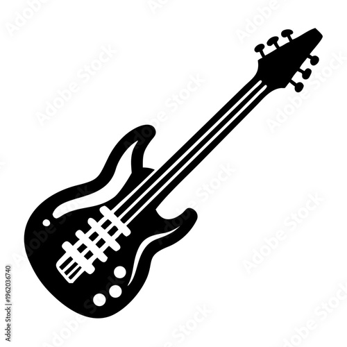 bass guitar silhouette icon illustration for music string instrument and rhythm performance design

