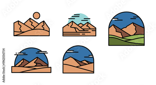 Desert Mountain Line art creative modern abstract vector