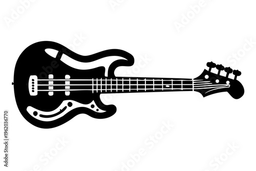 bass guitar silhouette illustration for music string instrument and rhythm performance design
