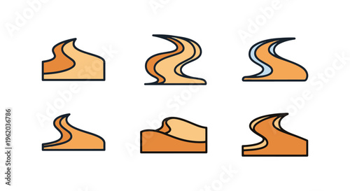 Desert Sand Current Line art clean abstract colorful shapes vector