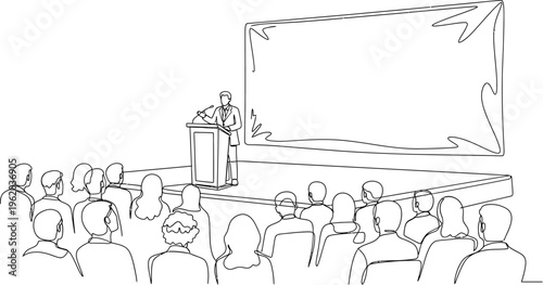 business presentation, speaker at podium