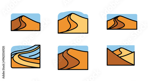 Desert Sand Flow Line art simple abstract color vector