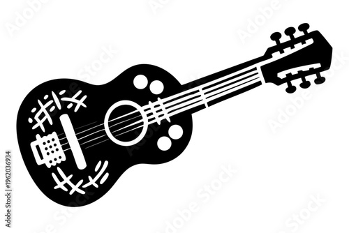 classical guitar silhouette illustration for music string instrument and acoustic performance design